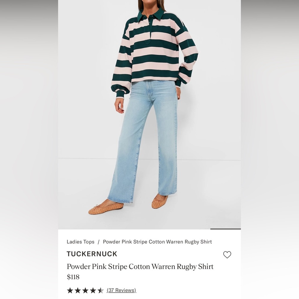 Tuckernuck Powder Pink Stripe Rugby Shirt - size medium.